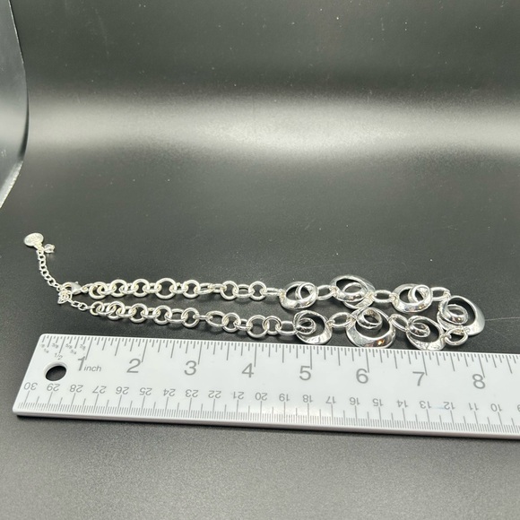 L042 Dana Buchman silver tone statement necklace swirls links - Picture 3 of 4